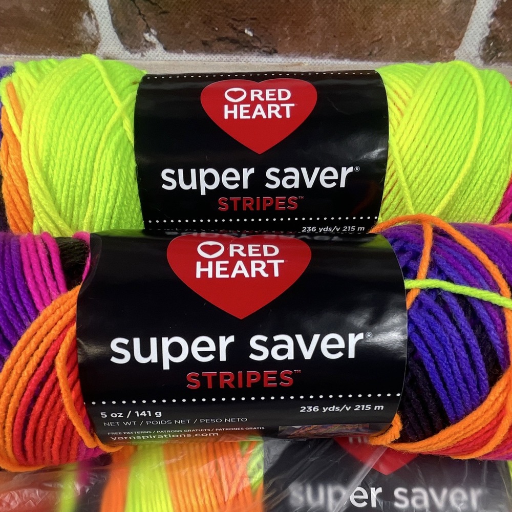 Bright Stripe - Red Heart Super Saver - 5oz/141g - 236 yds Lot Of 5 - New - Picture 2 of 7